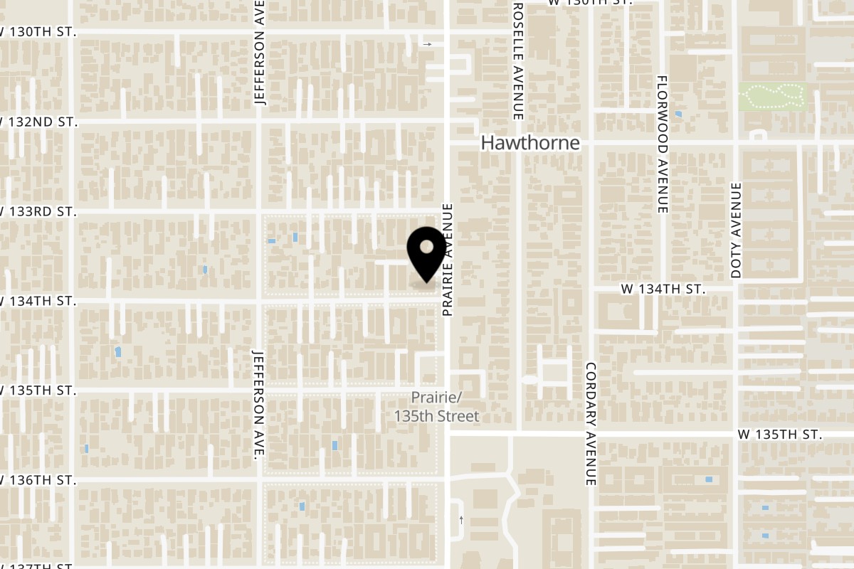 Map showing the location of Tandoori Pizza on 13353 Prairie Ave in Hawthorne